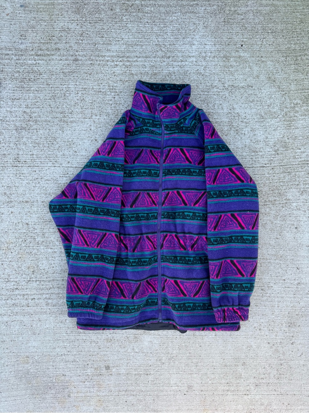 Vintage CB Sports Aztec Purple Blue Zip Up Jacket 90s 80s Womens Size M